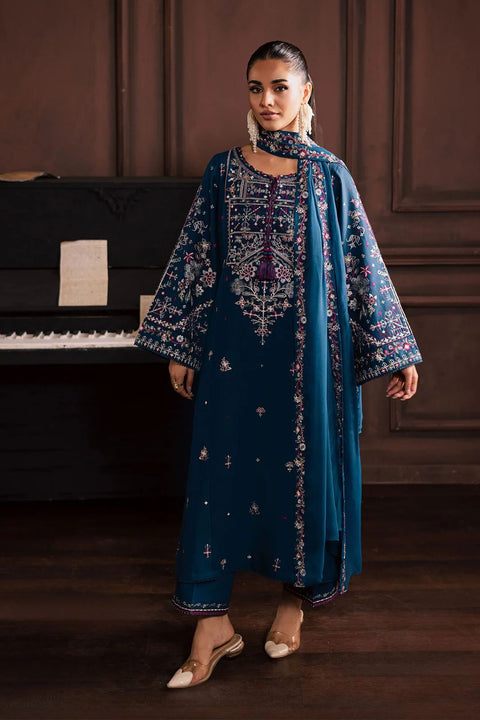 Teal Majesty Intricately Embroidered 3-Piece Suite