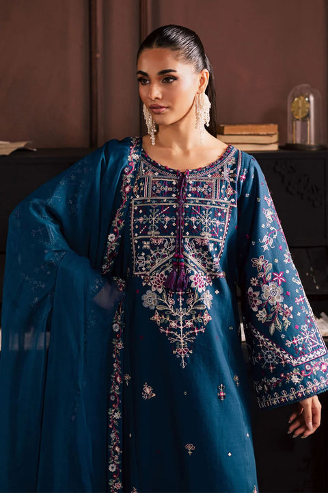 Teal Majesty Intricately Embroidered 3-Piece Suite