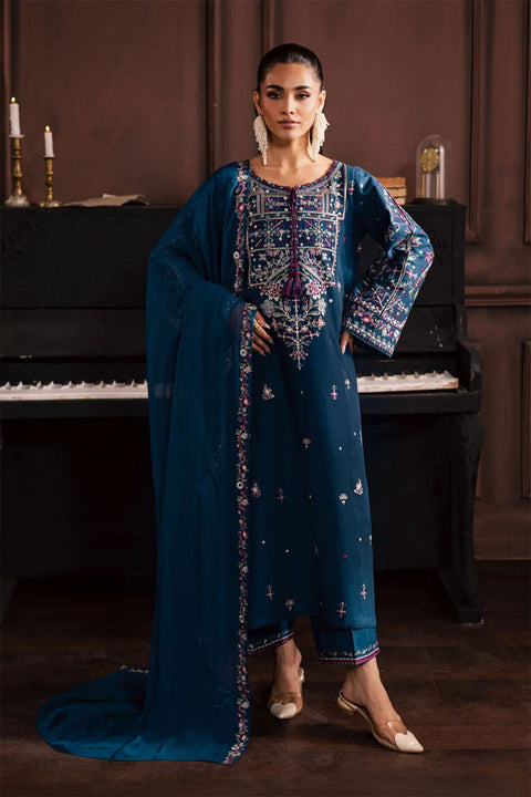 Teal Majesty Intricately Embroidered 3-Piece Suite