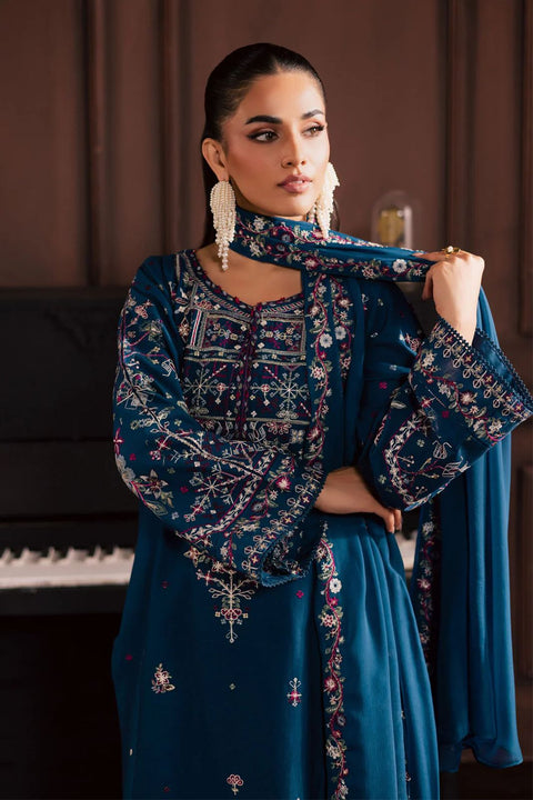 Teal Majesty Intricately Embroidered 3-Piece Suite