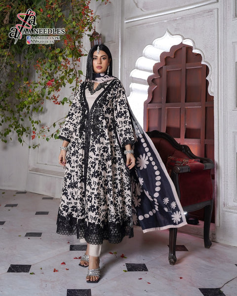 Onyx Bloom Monochrome 3-Piece Embroidered Suit