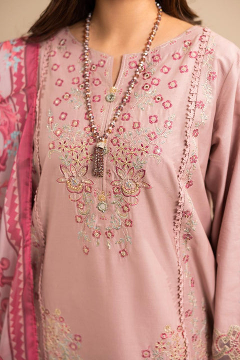 Dusty Rose Embroidered 3-Piece Lawn Suit