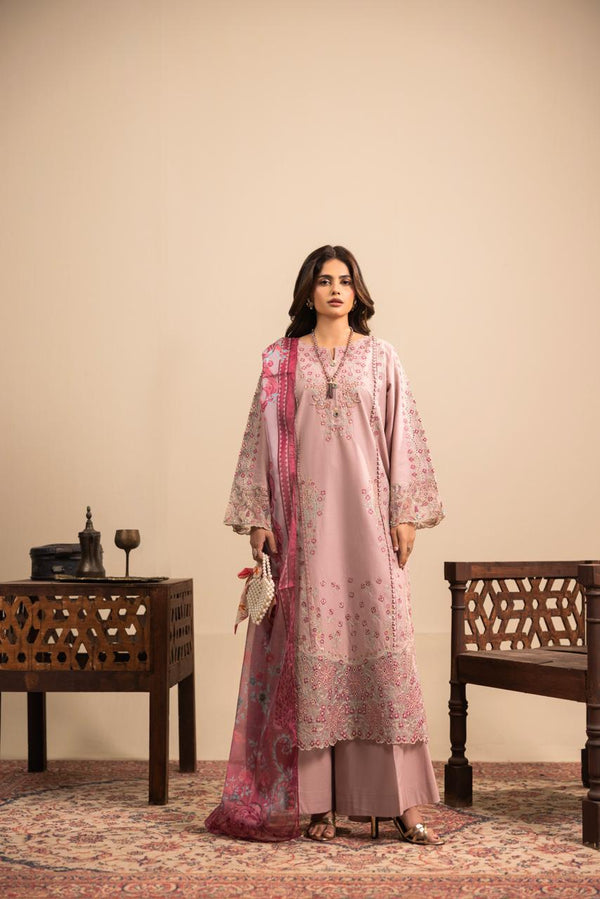 Dusty Rose Embroidered 3-Piece Lawn Suit