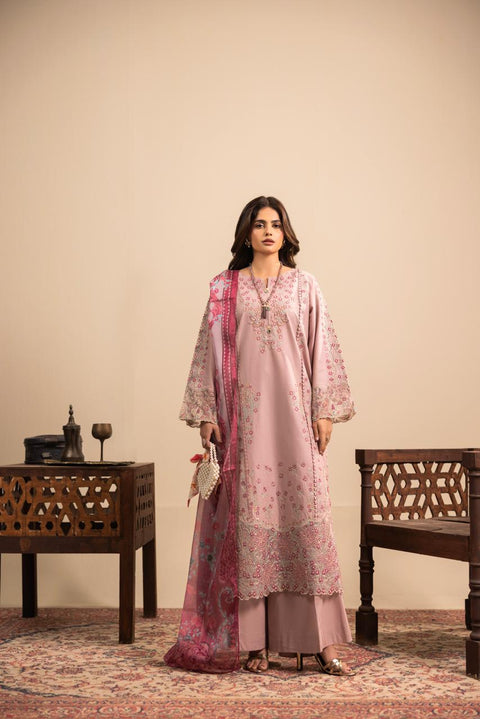 Dusty Rose Embroidered 3-Piece Lawn Suit