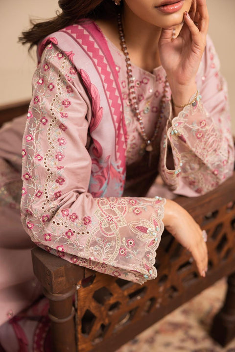Dusty Rose Embroidered 3-Piece Lawn Suit