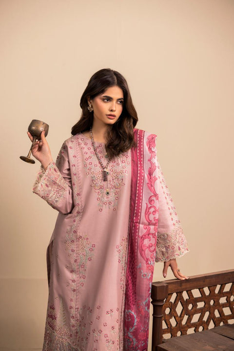 Dusty Rose Embroidered 3-Piece Lawn Suit