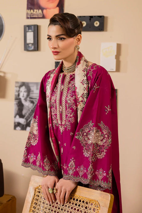 Berry Magenta Embroidered 3-Piece Festive Suite