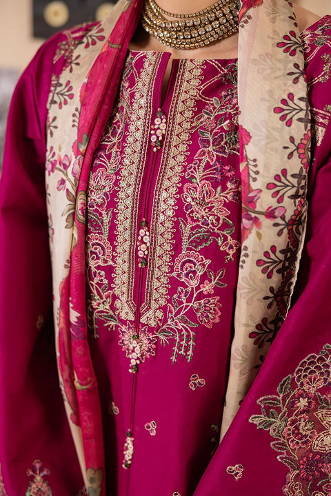 Berry Magenta Embroidered 3-Piece Festive Suite