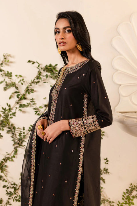 Noir Gold Embroidered 3-Piece Gharara Suit