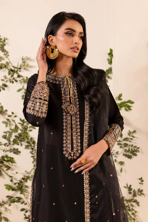 Noir Gold Embroidered 3-Piece Gharara Suit