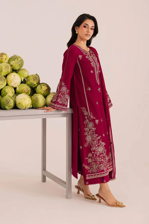 Plum Radiance Gold Embroidered 3-Piece Lawn Suit