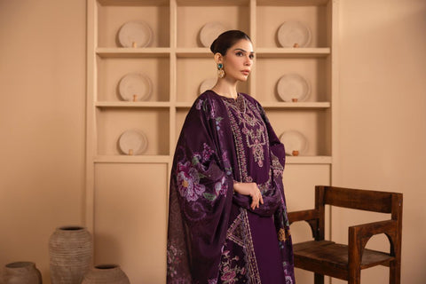 Royal Plum Embroidered 3-Piece Festive Suite