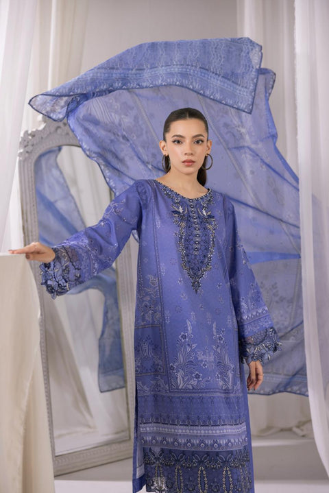 Indigo Night Embroidered 3-Piece Lawn Suit
