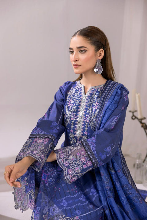 Indigo Night Embroidered 3-Piece Lawn Suit
