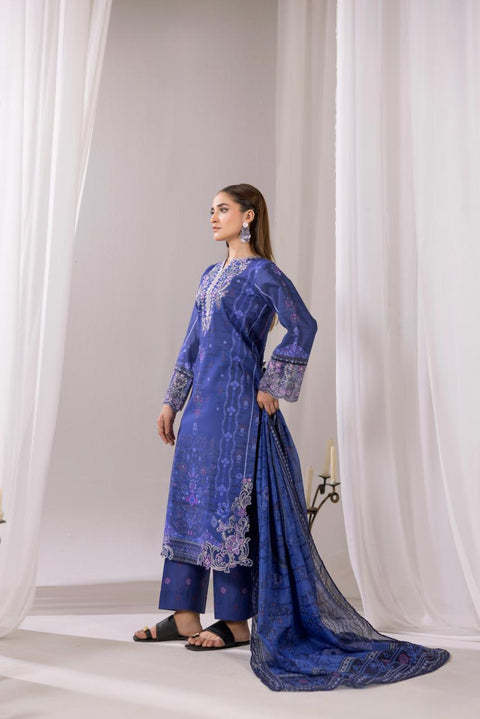 Indigo Night Embroidered 3-Piece Lawn Suit