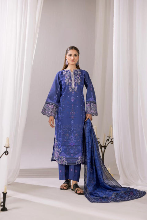 Indigo Night Embroidered 3-Piece Lawn Suit