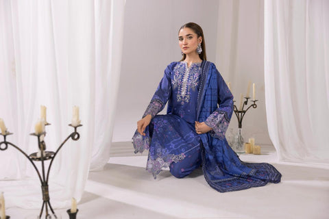 Indigo Night Embroidered 3-Piece Lawn Suit