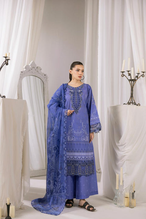 Indigo Night Embroidered 3-Piece Lawn Suit