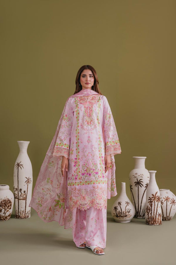 Blush Pink Floral Embroidered 3-Piece Lawn Suit
