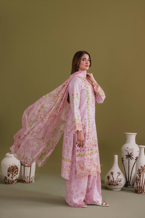 Blush Pink Floral Embroidered 3-Piece Lawn Suit