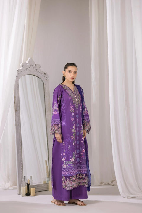 Deep Purple Embroidered 3-Piece Lawn Suit