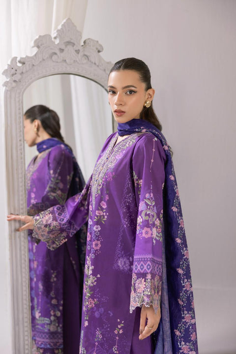Deep Purple Embroidered 3-Piece Lawn Suit