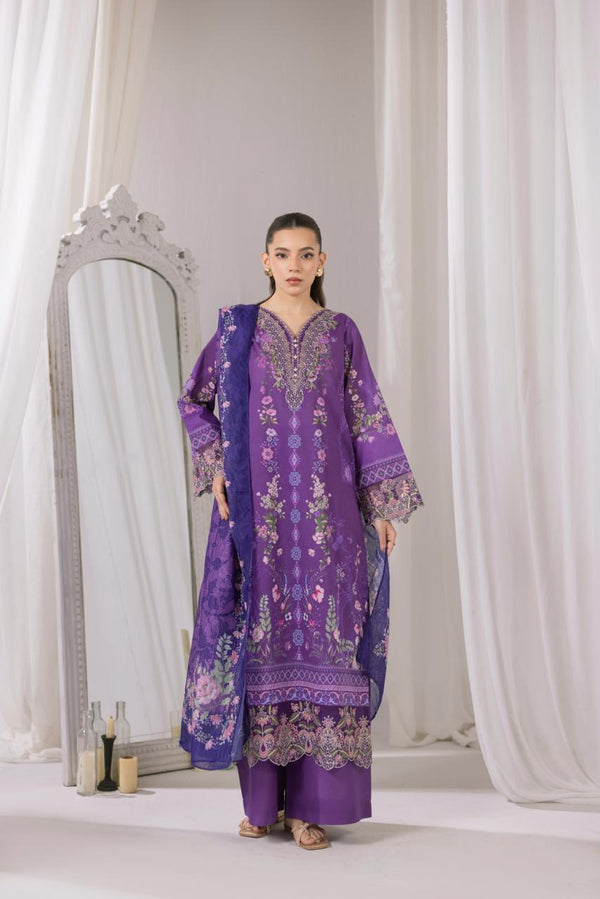 Deep Purple Embroidered 3-Piece Lawn Suit